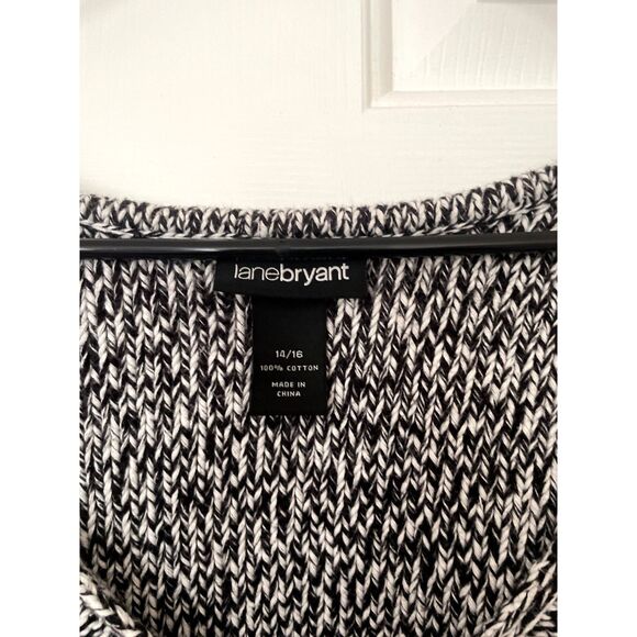 Lane Bryant V Neck Size 14/16 Black White Long Sleeve Thick Jumper Knit Sweater - Picture 3 of 4